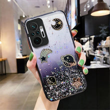 Load image into Gallery viewer, Xiaomi Glitter and Planet Silicon Phone Case
