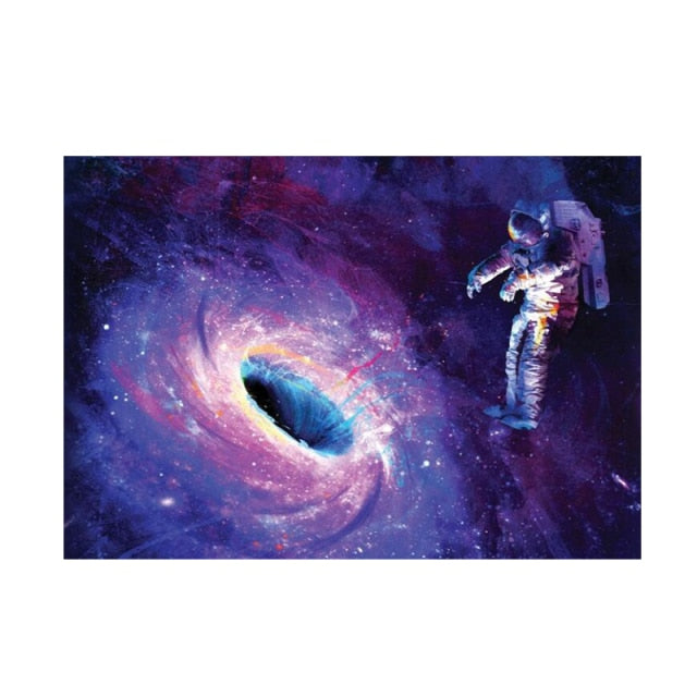 Astronaut In Galaxy Black Hole Canvas Painting