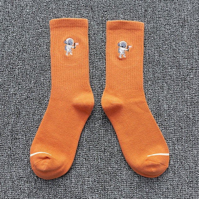 Embroidered Astronaut Socks with Various Colors!