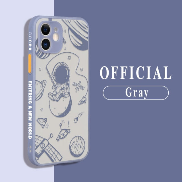Cartoon Space and Astronaut Phone Case For iPhone