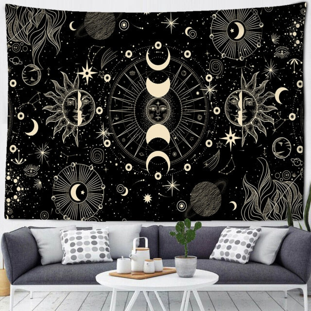 Sun and Moon Starry Sky Tapestry