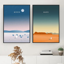 Load image into Gallery viewer, Vintage Canvas Moon and Mars wall art!
