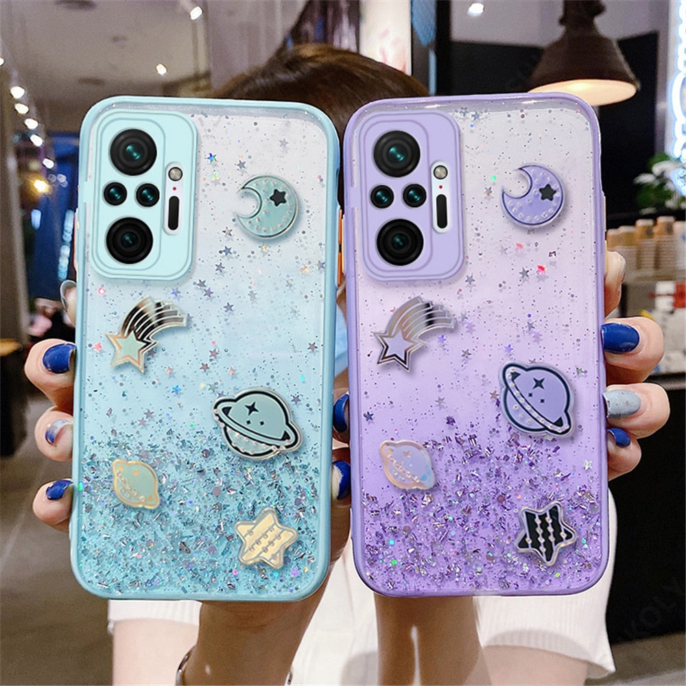 Xiaomi Glitter and Planet Silicon Phone Case