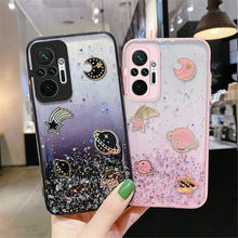 Load image into Gallery viewer, Xiaomi Glitter and Planet Silicon Phone Case
