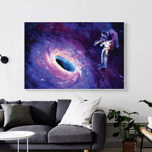 Load image into Gallery viewer, Astronaut In Galaxy Black Hole Canvas Painting
